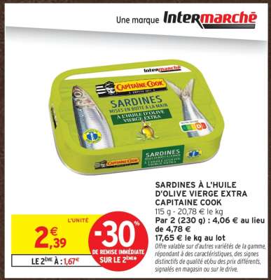 SARDINES À L'HUILE D'OLIVE VIERGE EXTRA CAPITAINE COOK