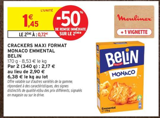 Crackers Maxi Format Monaco Emmental Belin