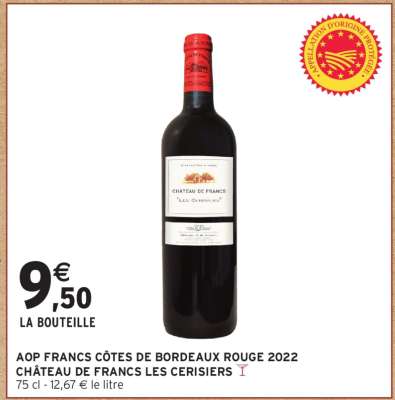 AOP FRANCS CÔTES DE BORDEAUX ROUGE 2022 CHÂTEAU DE FRANCS LES CERISIERS