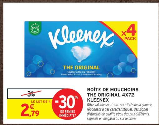 BOÎTE DE MOUCHOIRS THE ORIGINAL 4X72 KLEENEX