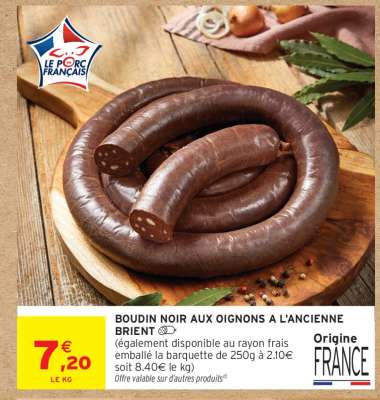 BOUDIN NOIR AUX OIGNONS A L'ANCIENNE BRIENT