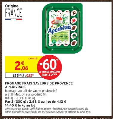 FROMAGE FRAIS SAVEURS DE PROVENCE APÉRIVRAIS