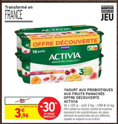 ACTIVIA Yaourt aux Probiotiques aux Fruits Panachés