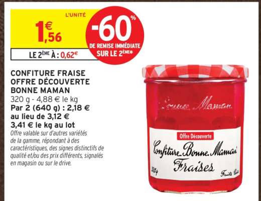 CONFITURE FRAISE OFFRE DÉCOUVERTE BONNE MAMAN