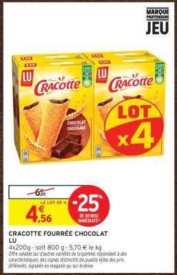 CRACOTTE FOURRÉE CHOCOLAT LU