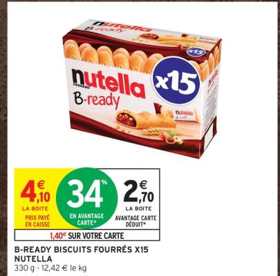 B-READY BISCUITS FOURRÉS X15 NUTELLA