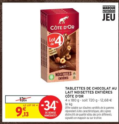 Côte d'Or Lait Noisettes Entières