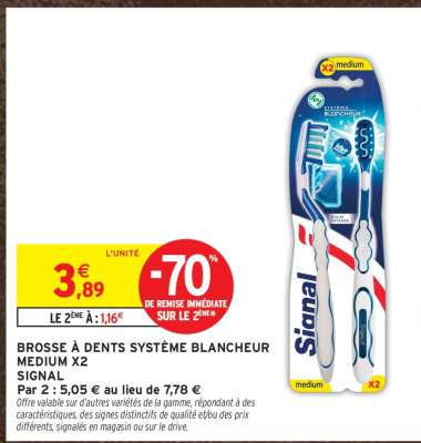 Brosse à dents Système Blancheur Medium X2 Signal