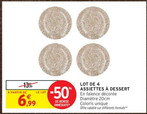 Lot de 4 assiettes à dessert