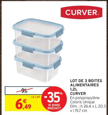 LOT DE 3 BOITES ALIMENTAIRES 1,2L CURVER
