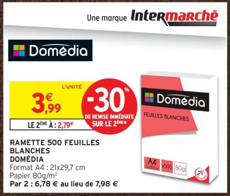 RAMETTE 500 FEUILLES BLANCHES DOMEDIA