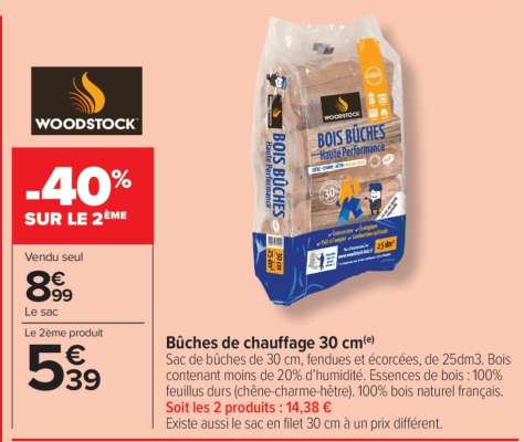 Bûches de chauffage 30 cm