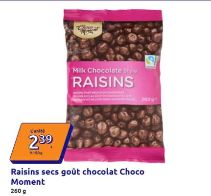 Raisins secs goût chocolat Choco Moment