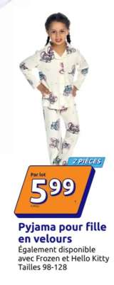 Pyjama pour fille en velours