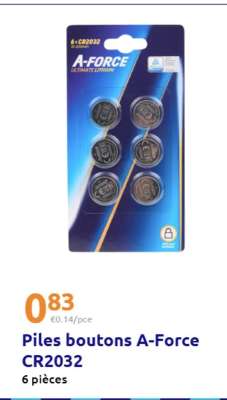 Piles boutons A-Force CR2032
