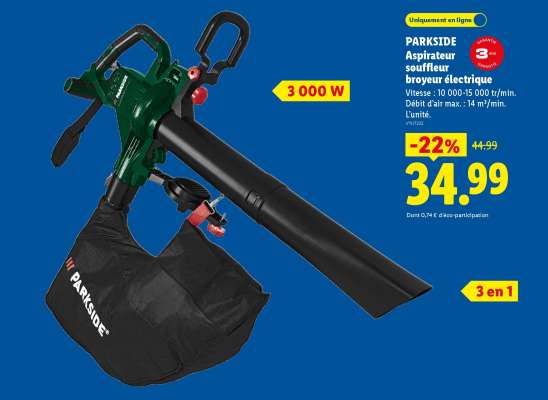 PARKSIDE Aspirateur souffleur broyeur électrique