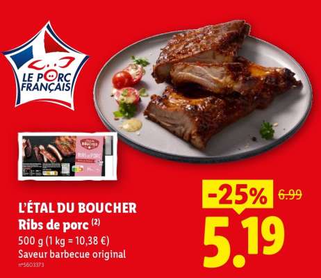 L'ÉTAL DU BOUCHER Ribs de porc