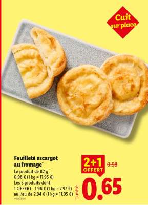 Feuilleté escargot au fromage