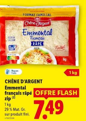 CHÊNE D'ARGENT Emmental français râpé zip