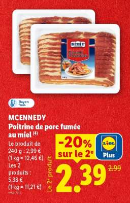 MCENNEDY Poitrine de porc fumée au miel