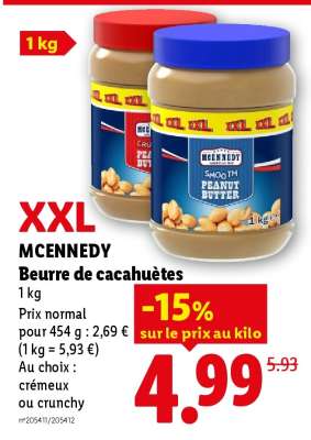 MCENNEDY Beurre de cacahuètes