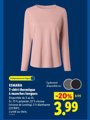ESMARA T-shirt thermique à manches longues