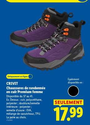 CRIVIT Chaussures de randonnée en cuir Premium femme