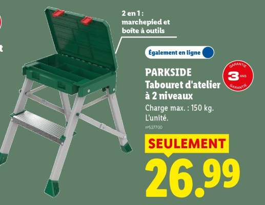 PARKSIDE Tabouret d'atelier à 2 niveaux
