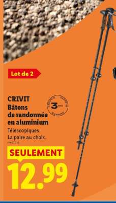 CRIVIT Bâtons de randonnée en aluminium