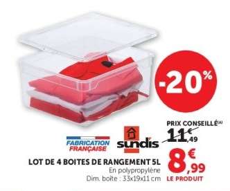 LOT DE 4 BOITES DE RANGEMENT 5L