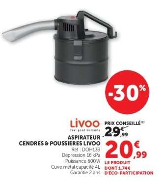 ASPIRATEUR CENDRES & POUSSIÈRES LIVOO