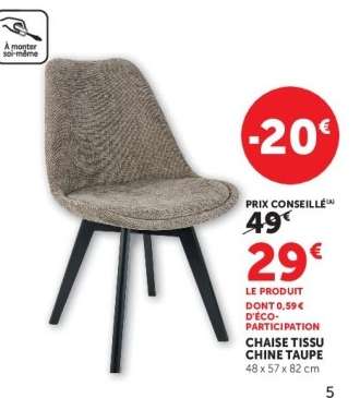 CHAISE TISSU CHINE TAUPE