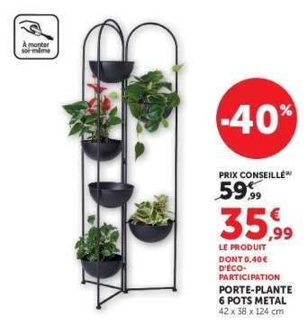 PORTE-PLANTE 6 POTS METAL
