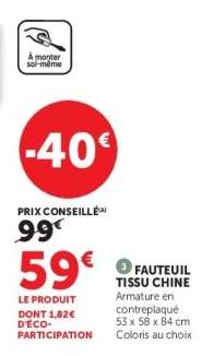 FAUTEUIL TISSU CHINE