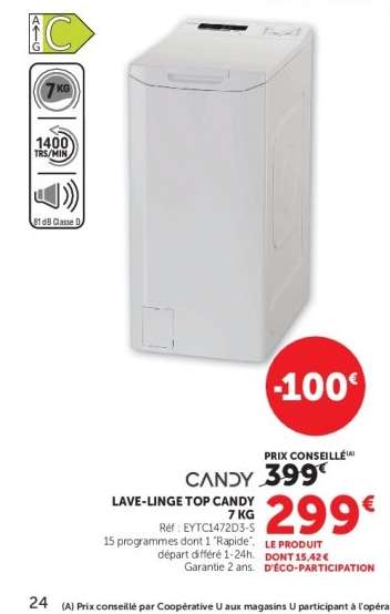 Lave-linge top Candy 7 kg