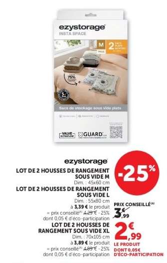 Lot de 2 housses de rangement sous vide XL