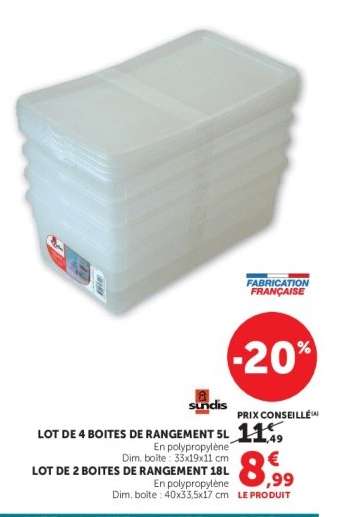 LOT DE 2 BOITES DE RANGEMENT 18L