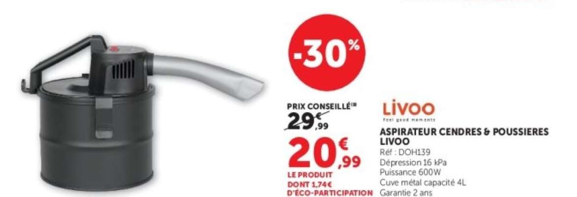ASPIRATEUR CENDRES & POUSSIÈRES LIVOO