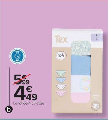 Tex Le lot de 4 culottes
