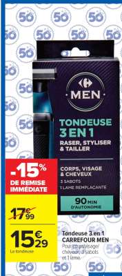 Tondeuse 3 en 1 CARREFOUR MEN