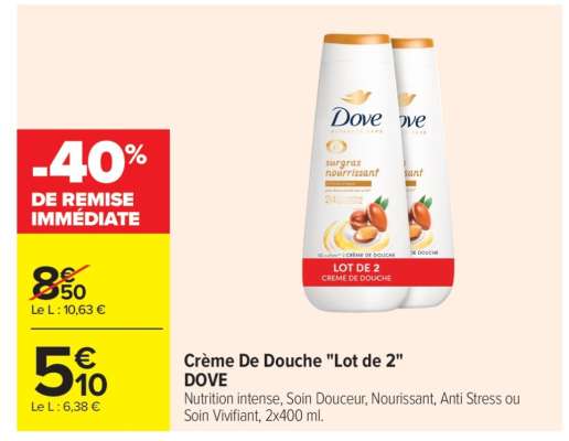 Crème de douche "Lot de 2" DOVE