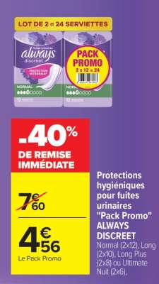 ALWAYS DISCREET Pack Promo