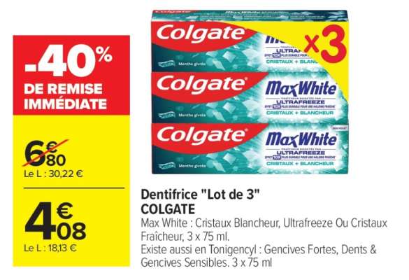 Dentifrice «Lot de 3» COLGATE