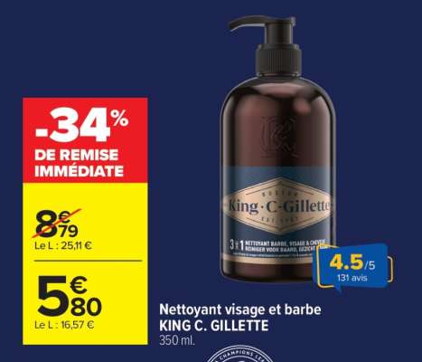 Nettoyant Visage et Barbe KING. C. GILLETTE