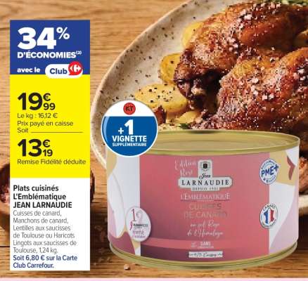 Plats cuisinés L'Emblématique JEAN LARNAUDIE
