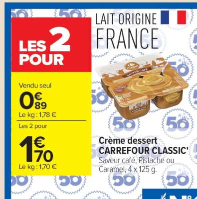 Crème dessert CARREFOUR CLASSIC'
