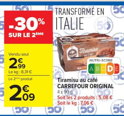 Tiramisu au Café CARREFOUR ORIGINAL