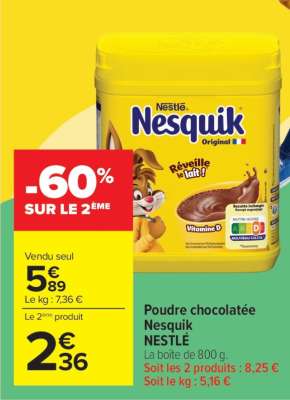 POUDRE CHOCOLATÉE NESQUIK NESTLÉ