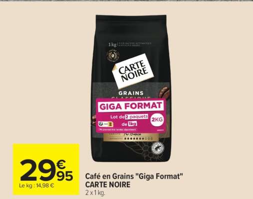 Café en grains "Giga Format" CARTE NOIRE