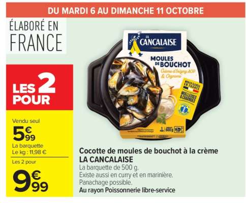 Cocotte de moules de bouchot à la crème LA CANCAISE